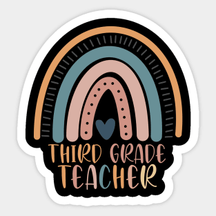 Boho Rainbow Third Grade Teacher Kinder Back to School Sticker